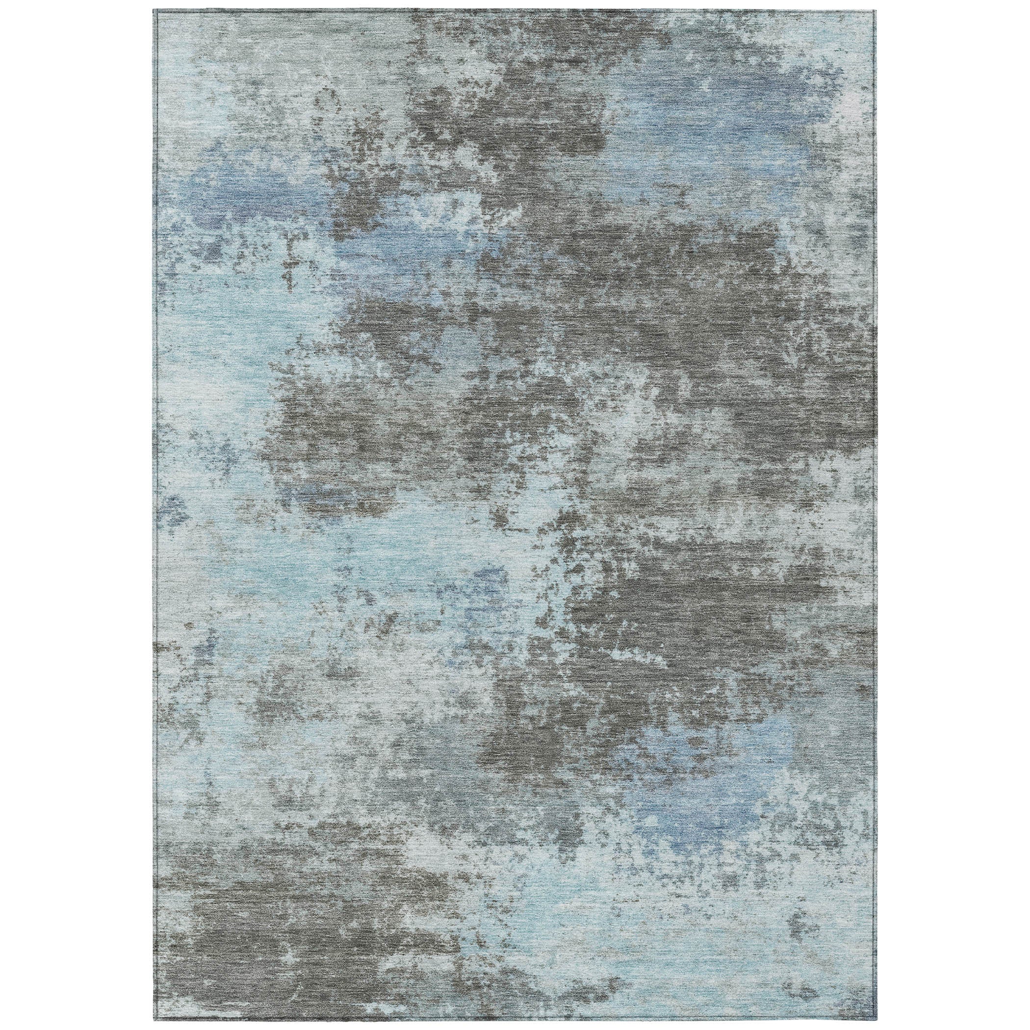 3' X 5' Taupe And Sky Blue Abstract Washable Indoor Outdoor Area Rug-8