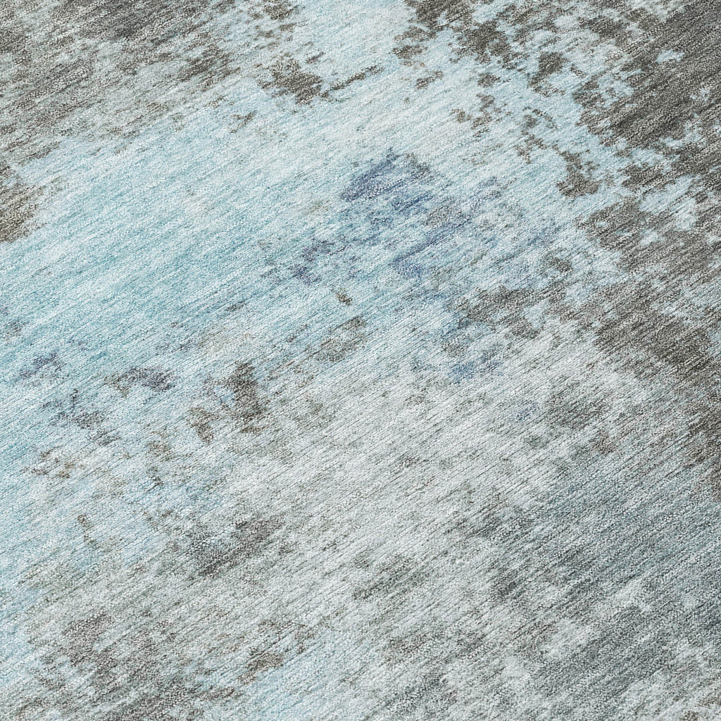 3' X 5' Taupe And Sky Blue Abstract Washable Indoor Outdoor Area Rug-7
