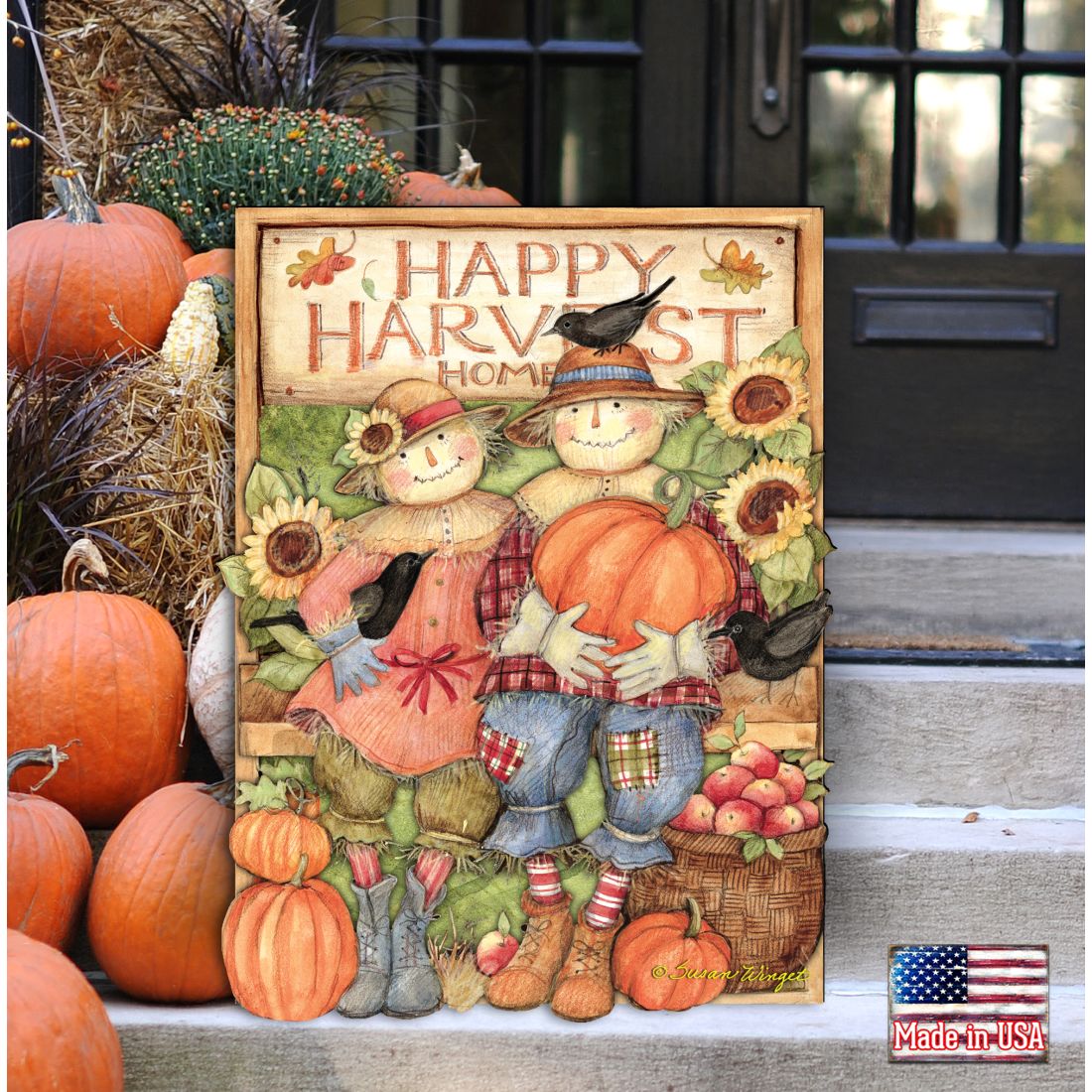 Happy Harvest Halloween Couple Door Decor by Susan Winget - Thanksgiving Halloween Decor - 8471203H-SW-1