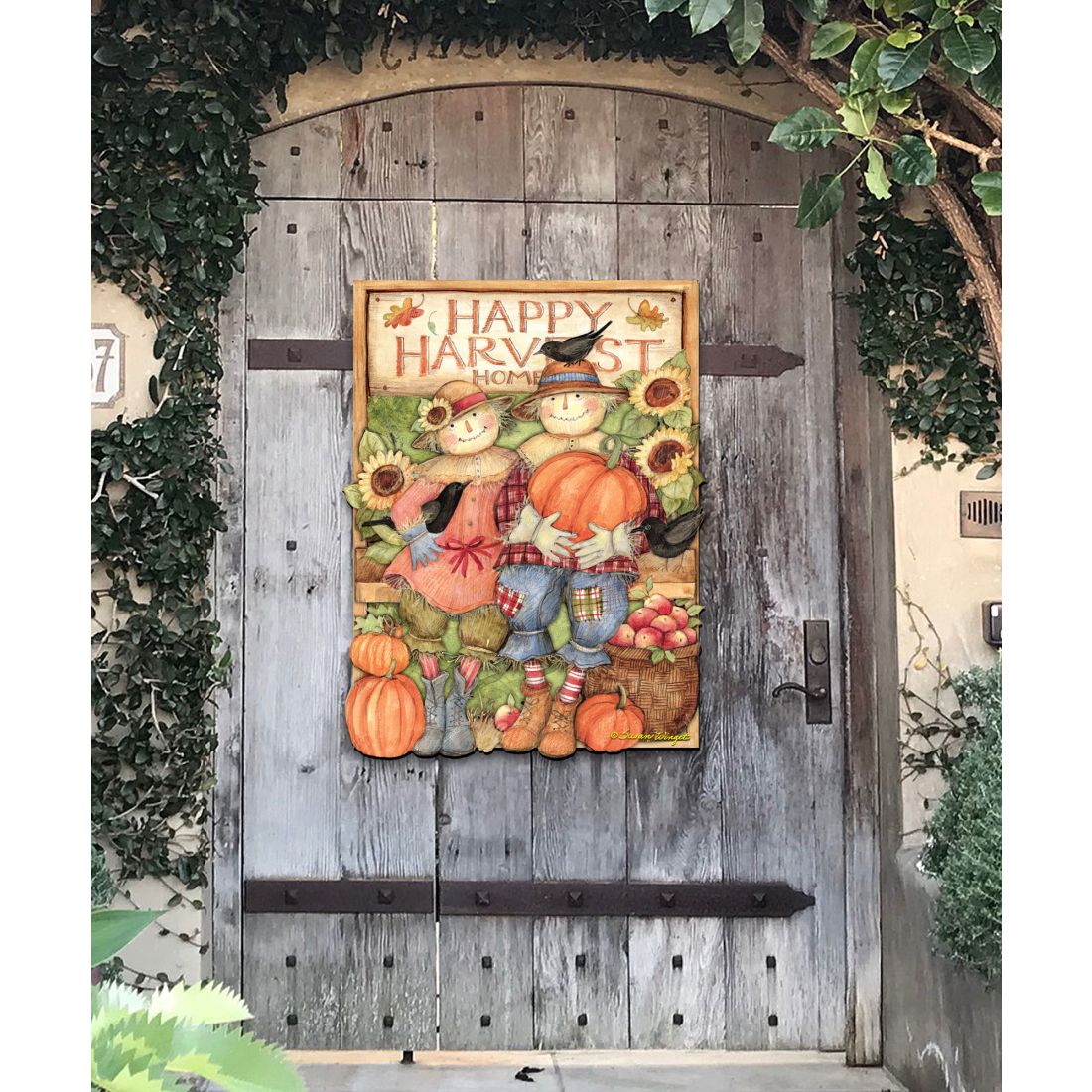 Happy Harvest Halloween Couple Door Decor by Susan Winget - Thanksgiving Halloween Decor - 8471203H-SW-0