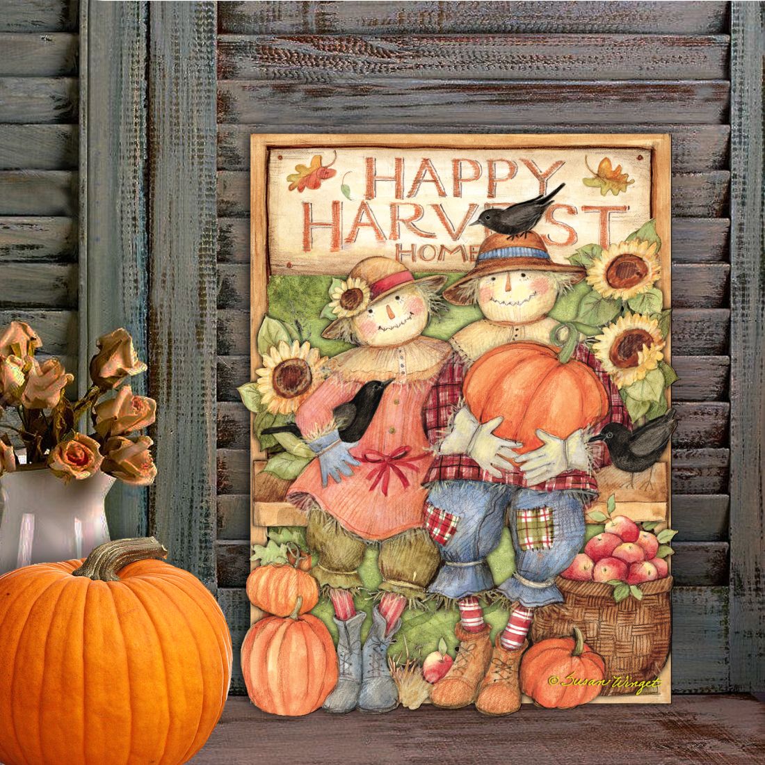 Happy Harvest Halloween Couple Door Decor by Susan Winget - Thanksgiving Halloween Decor - 8471203H-SW-2