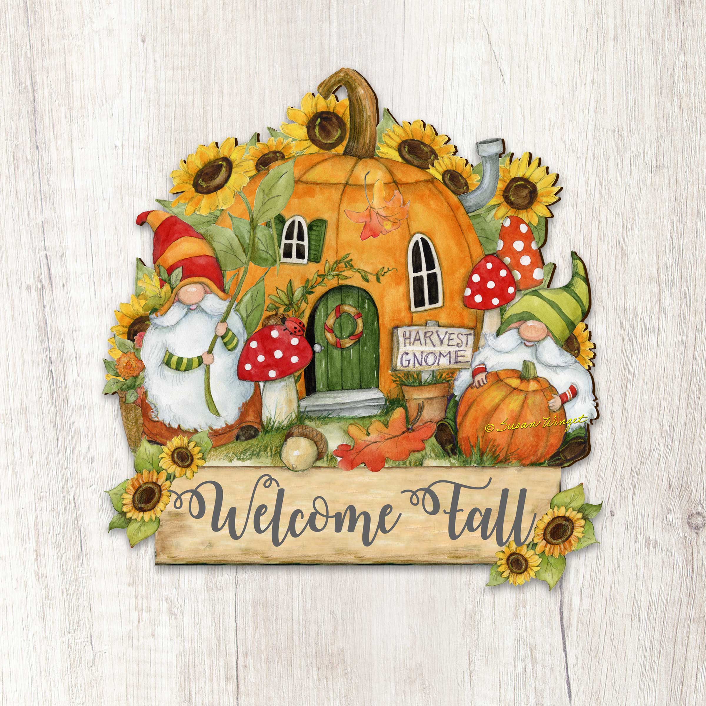 Outdoor Garden Stake Fall Decoration - Front Yard Gnome Welcome Sign - Backyard Decor - Cornucopia Garden Decor - Harvest Handmade Gift - Autumn Front Yard Decor by Susan Winget - 8471209M-SW-1