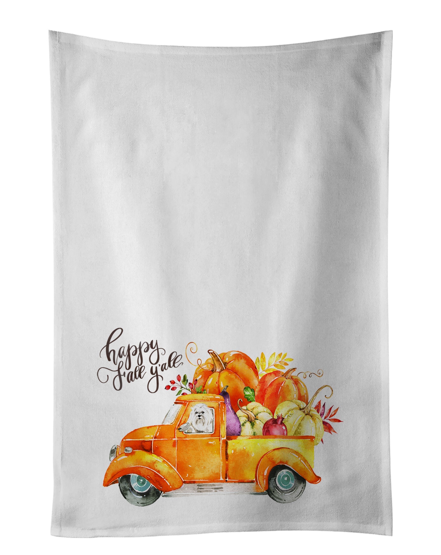 Fall Harvest Maltese Kitchen Towel Set of 2-0